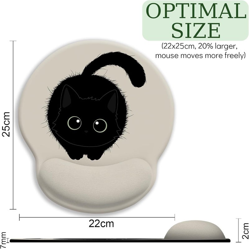 LIMKRIAN Cat Lovers Ergonomic Mouse Pad with Wrist Rest, Mouse Pads for Desk, Gaming Mouse Pad with Wrist Support, Funny Mousepad with Non-Slip Pain Relief PU Base, Cute Office Desk Accessories Decor - Image 4